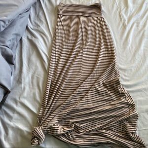 Love Culture Striped Black&Dark Cream Long Skirt